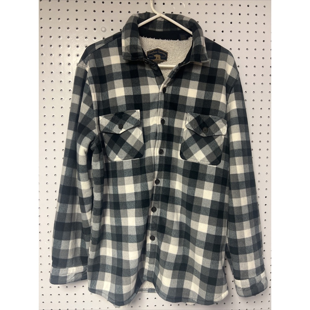 Freedom Foundry Plush Lined Fleece Jacket / Shirt Gray Men's Size Large sherpa‎